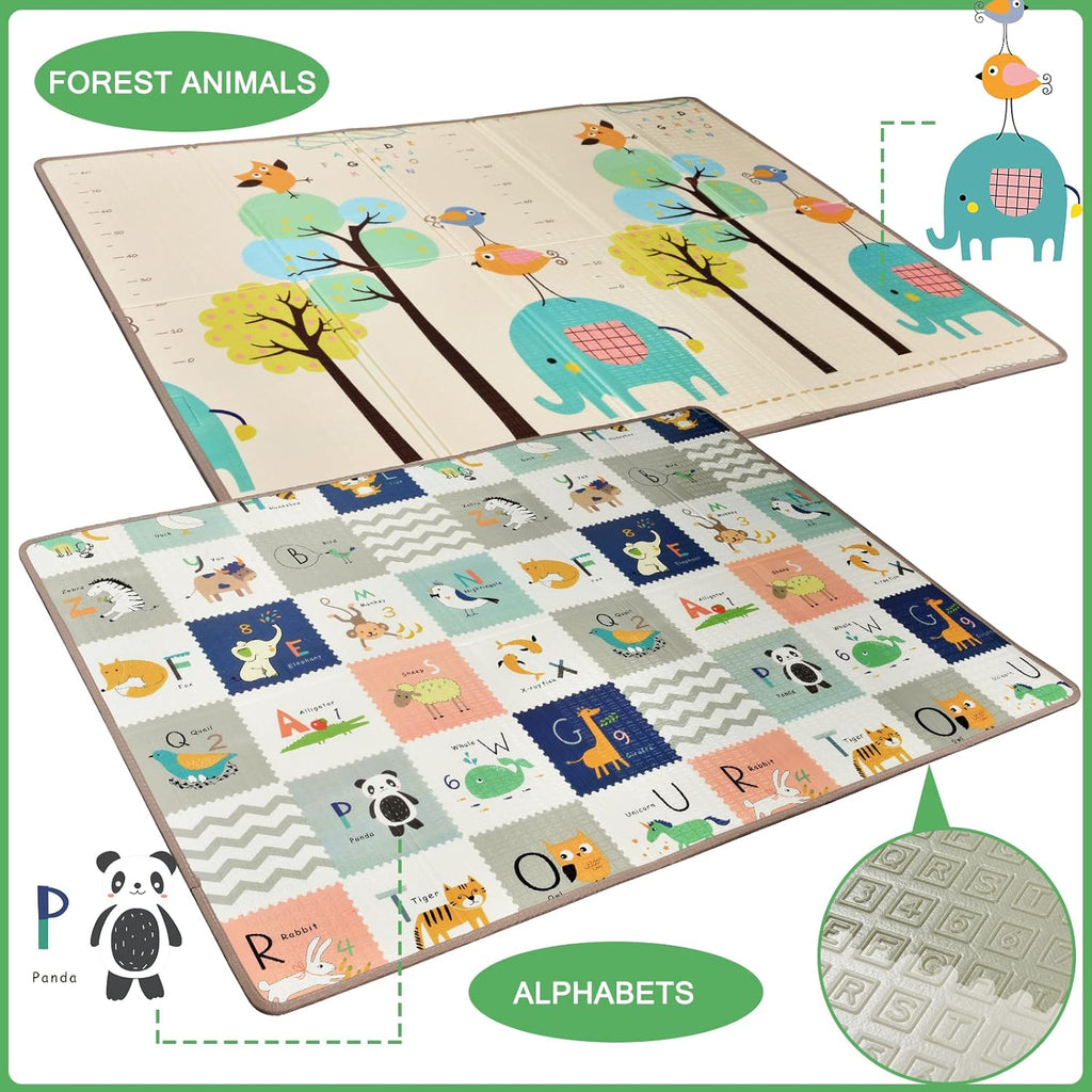 Reversible Extra Large Thick Foam Play Mat with Travel Case, 78x59 E6969