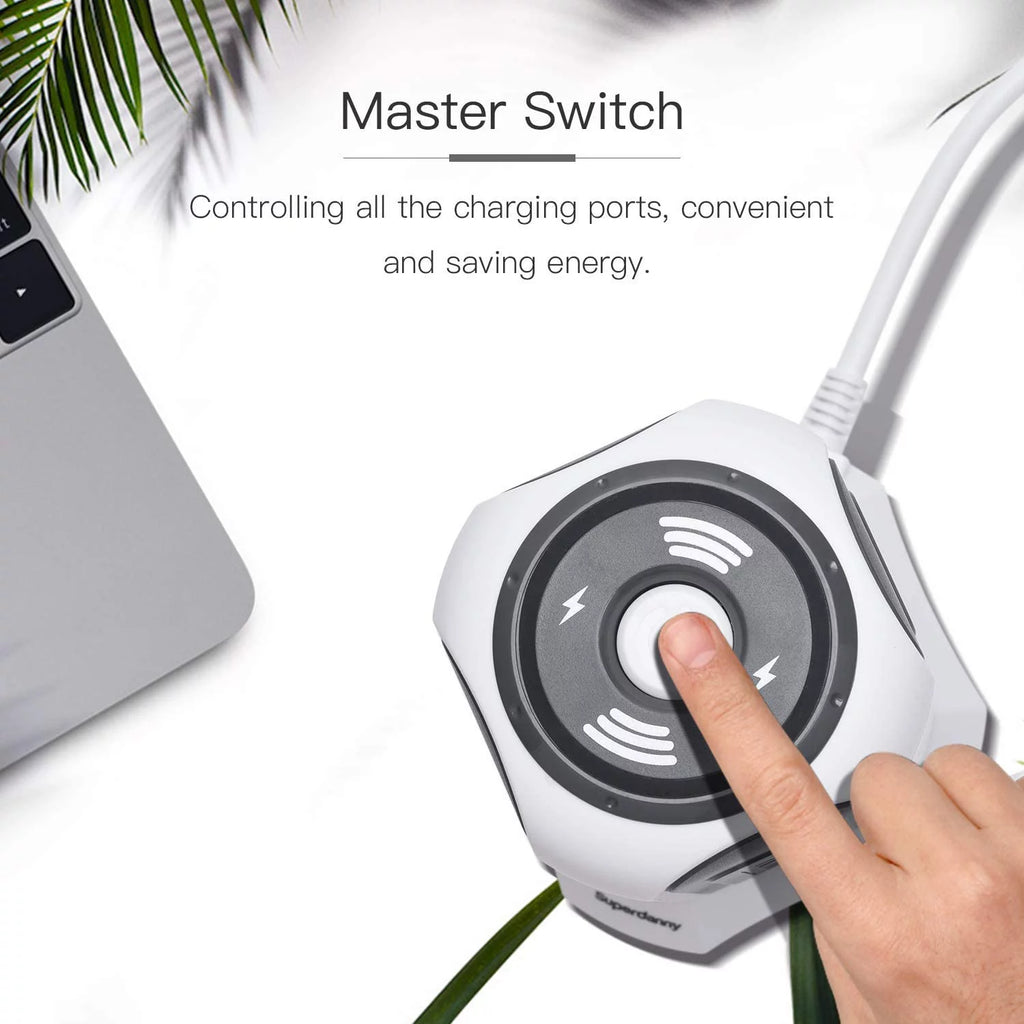 10ft Power Strip Tower Wireless Charger Surge Protector USB Charging Station S74097