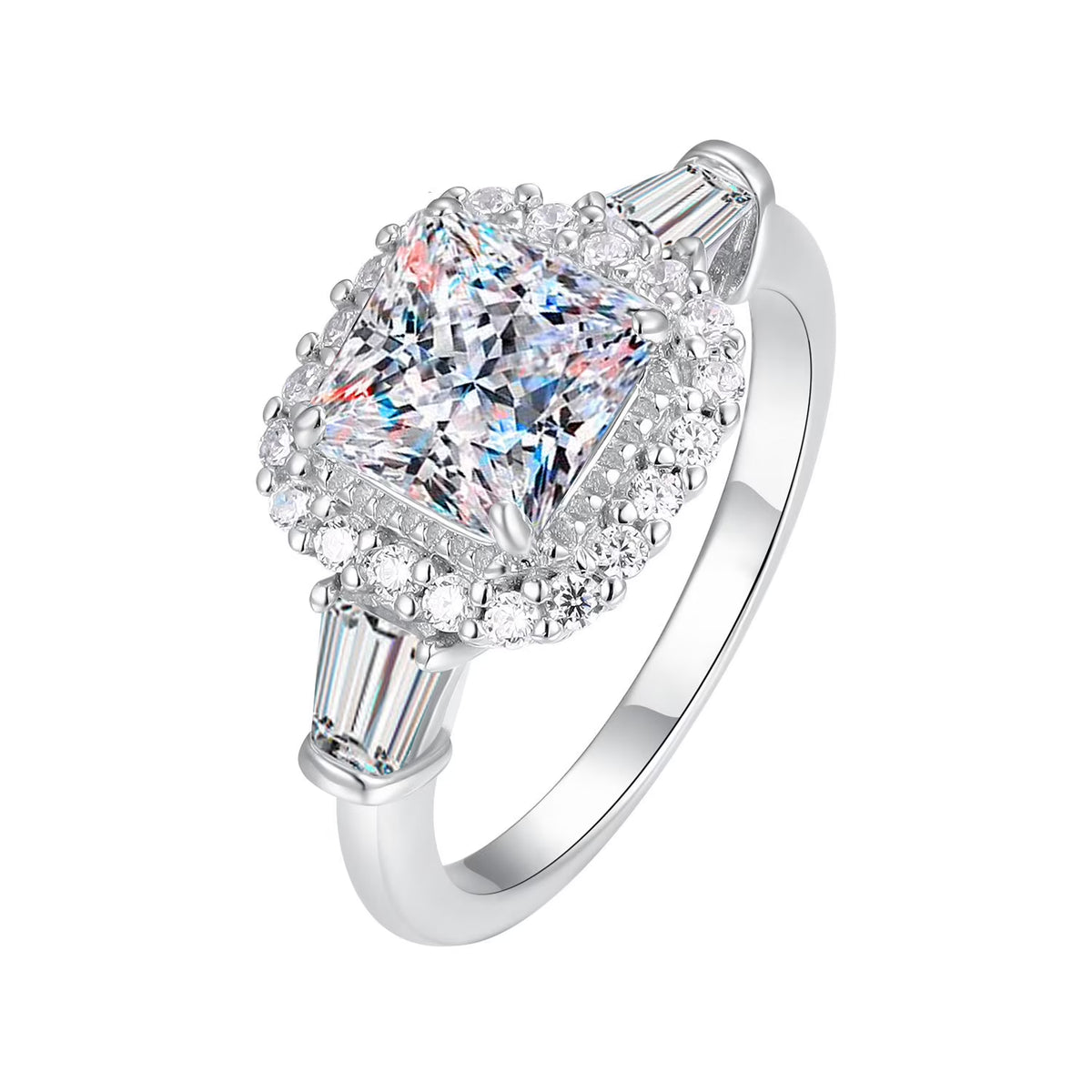 2ct Princess Cut Moissanite Engagement Rings with Certificate C61130