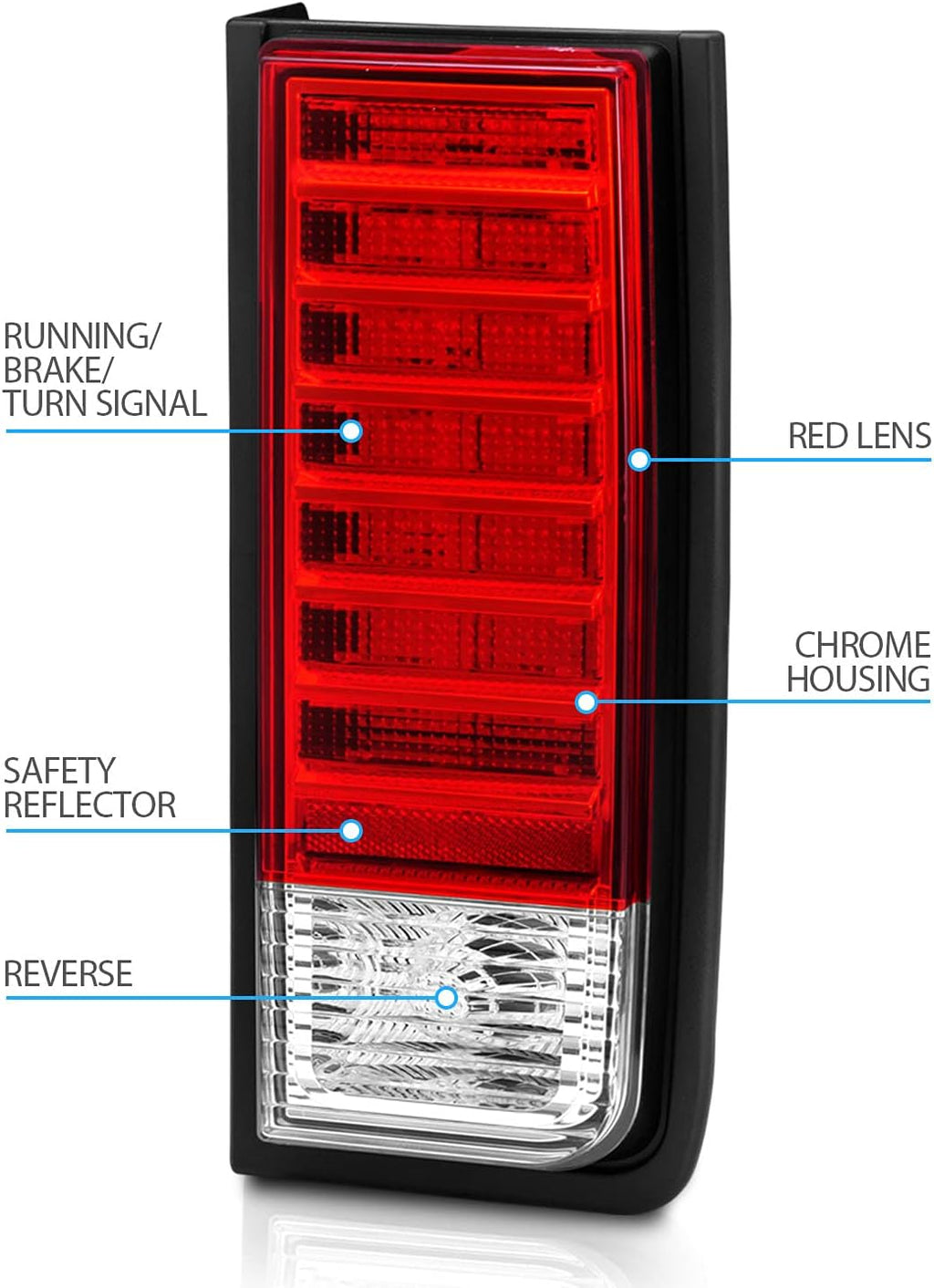 Red/Clear LED Brake Turn Signal Tail Lights Set for Hummer H2 F62176