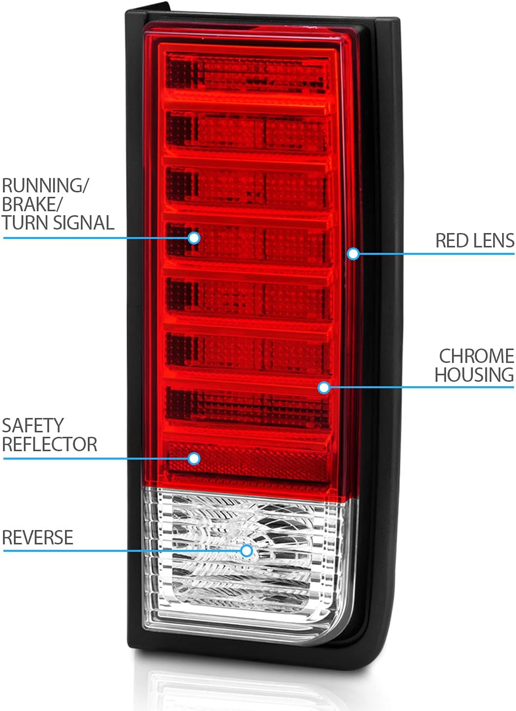 Red/Clear LED Brake Turn Signal Tail Lights Set for Hummer H2 F62176