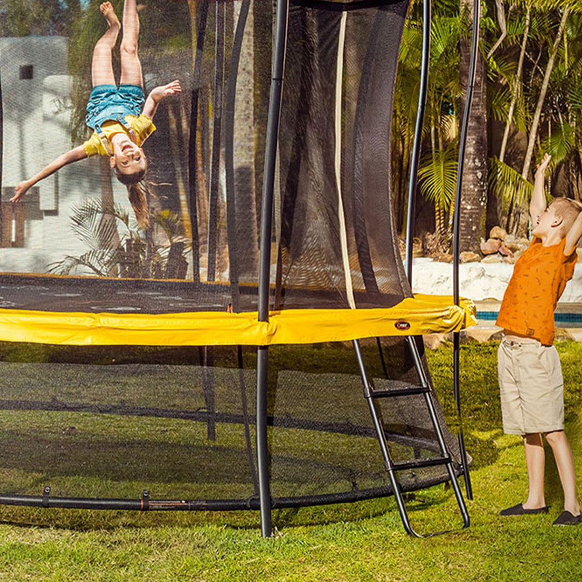 Black 10 Ft Trampoline with Zip Door and Game Mat D568