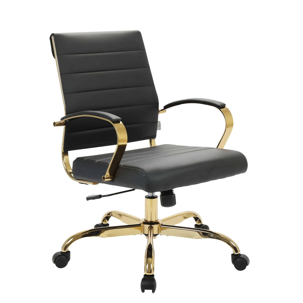 Black Leather Office Chair with Gold Frame R297876