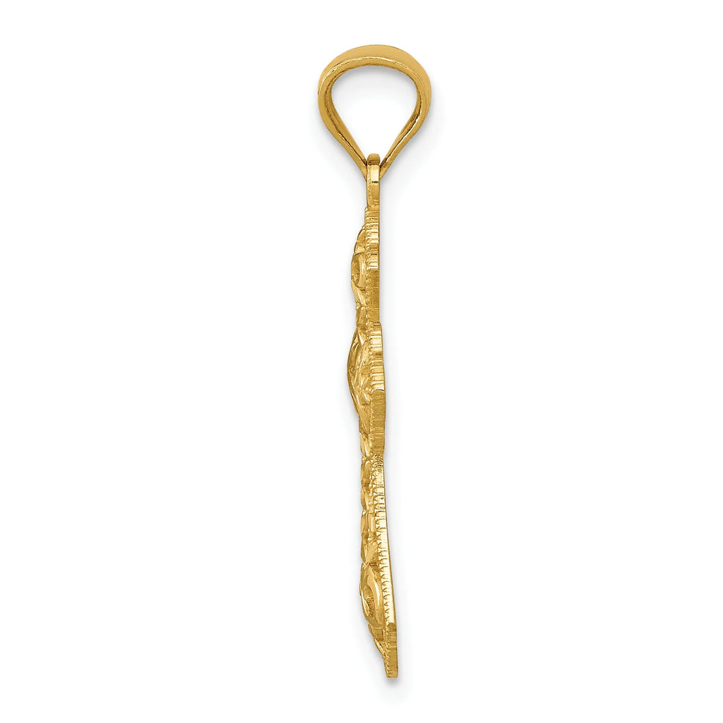 14K Yellow Gold Polished Filigree Cross Pendant W691