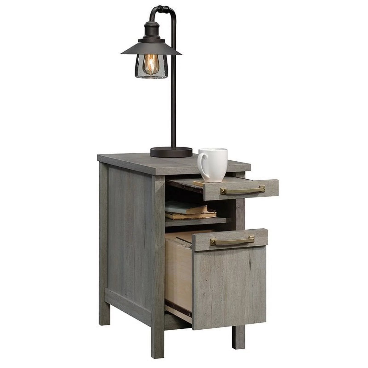 1-Drawer Coastal Engineered Wood End Table in Oak H277
