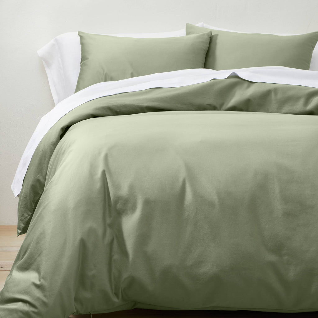 Sage Green Supima Washed Sateen Duvet & Sham Set D20483
