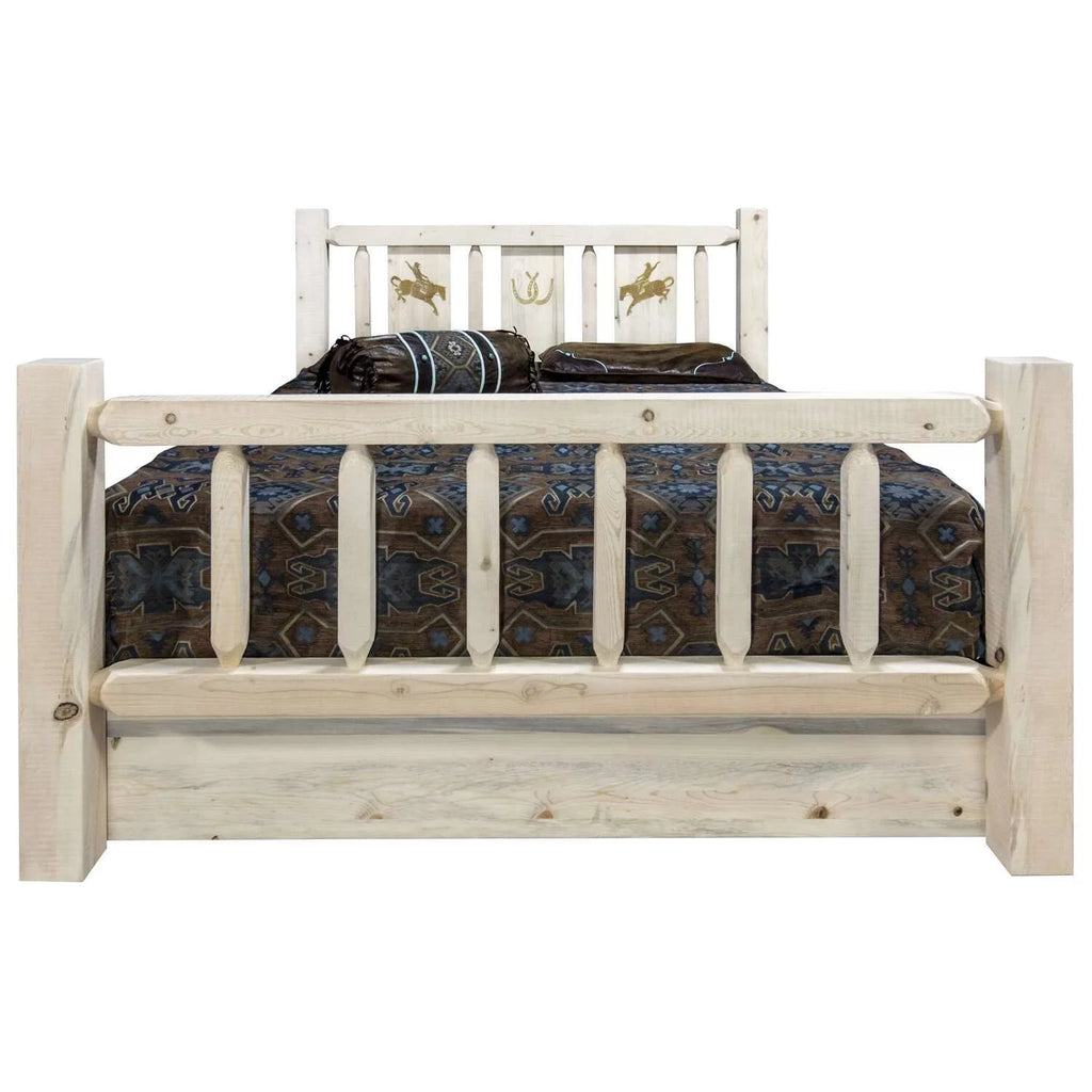 Natural Pine Wood Queen Storage Bed V464141