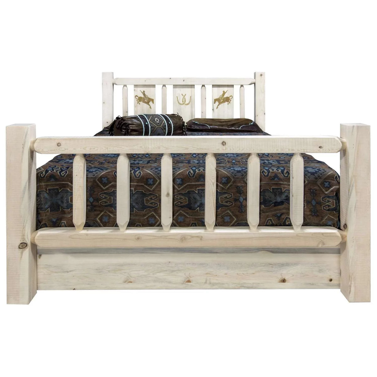 Natural Pine Wood Queen Storage Bed V464141