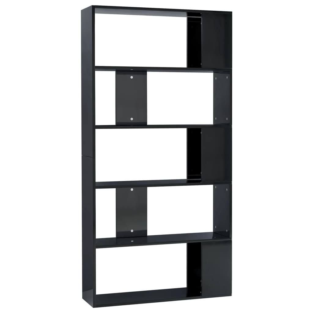 High Gloss Black Book Cabinet Room Divider Chipboard L243961