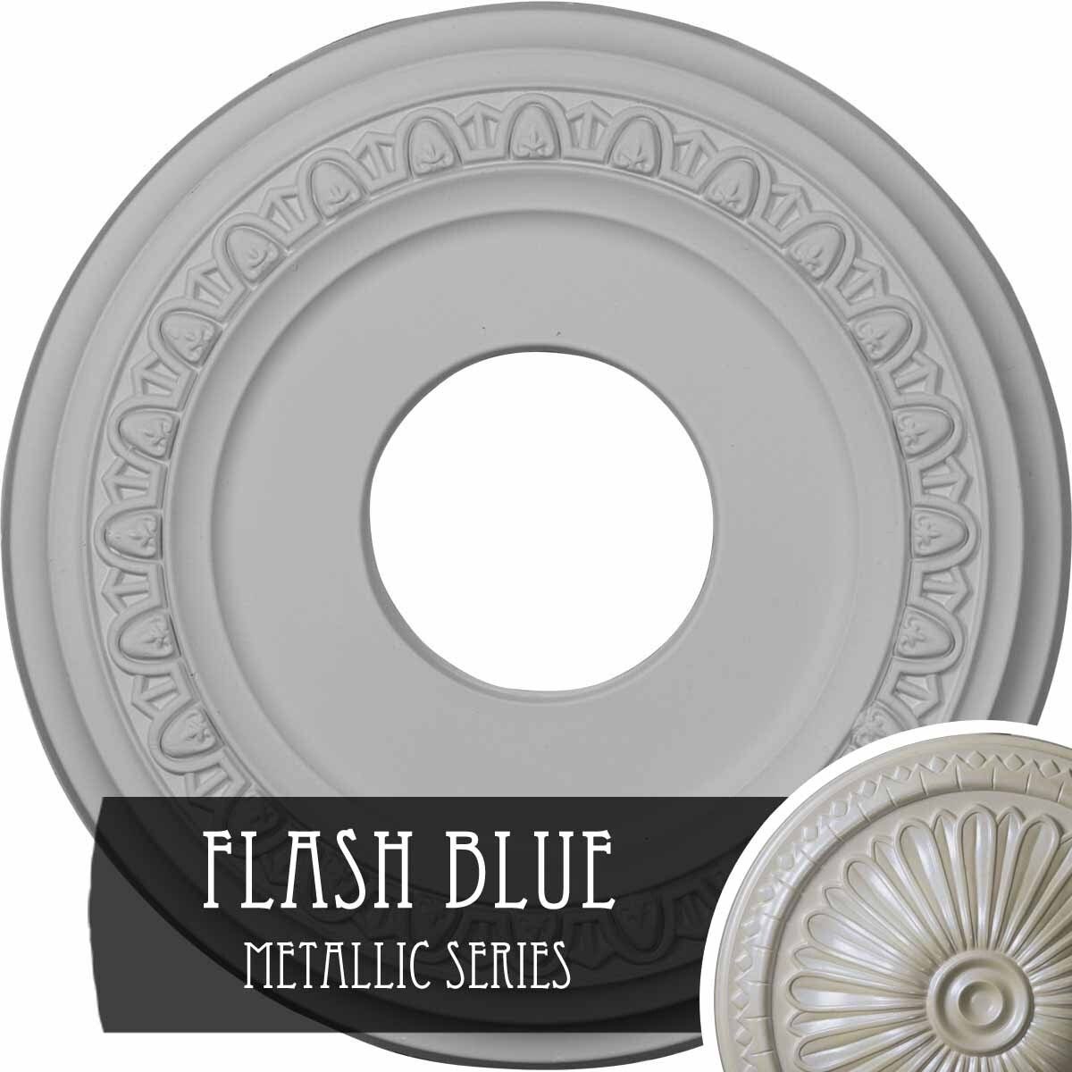 12 1/4x22OD x 4x22ID x 1 1/8x22P Ceiling Medallion Hand-Painted Flash Blue M6158