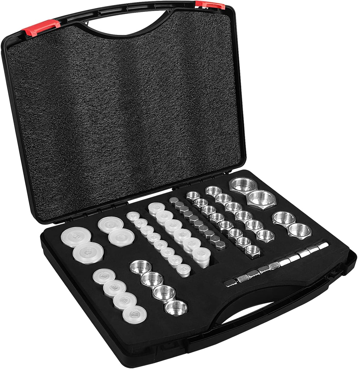 64pcs JIC 37° Flare Cap & Plug Kit, Galvanized Steel, Sizes-04 06 08 10 12 16 A344