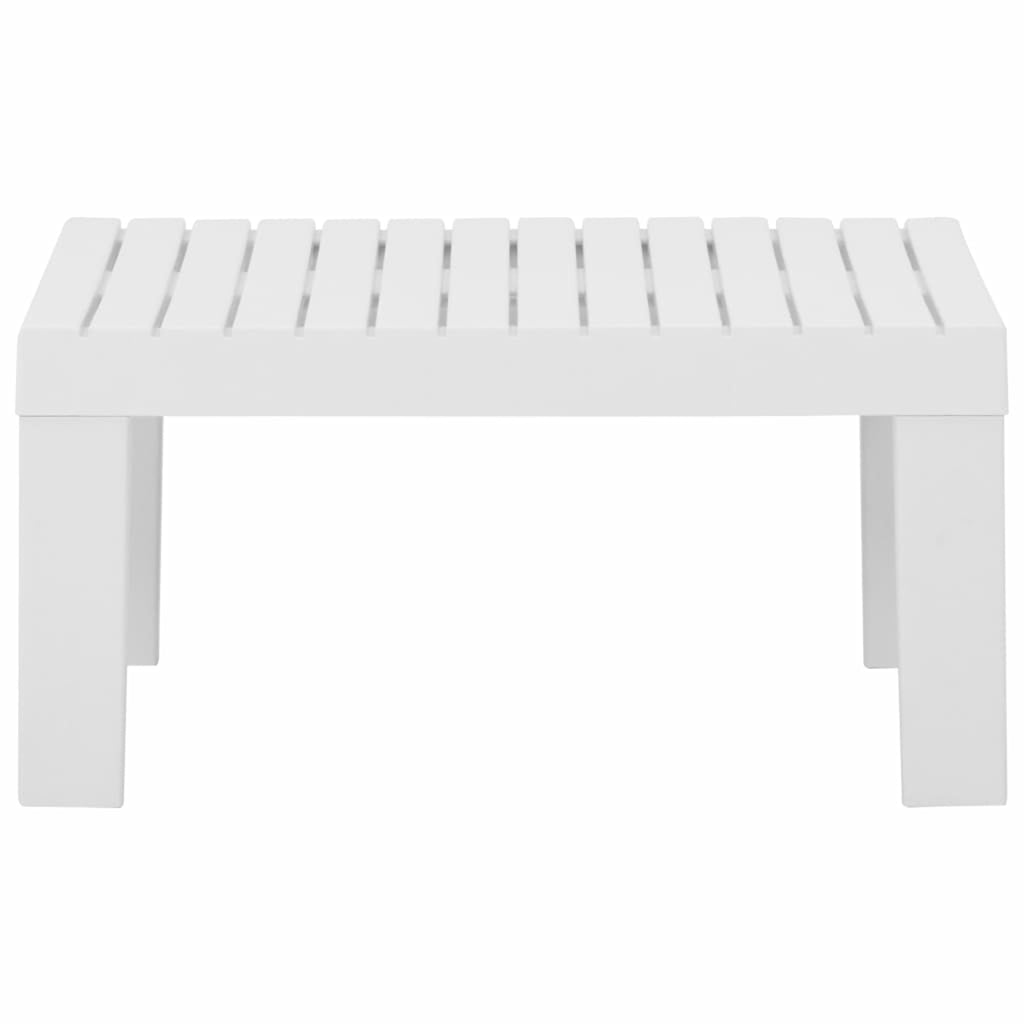 3 Piece Patio Lounge Set with Anthracite Cushions, 2 Benches and Table, Plastic White Outdoor Sectional Sofa Set C4243