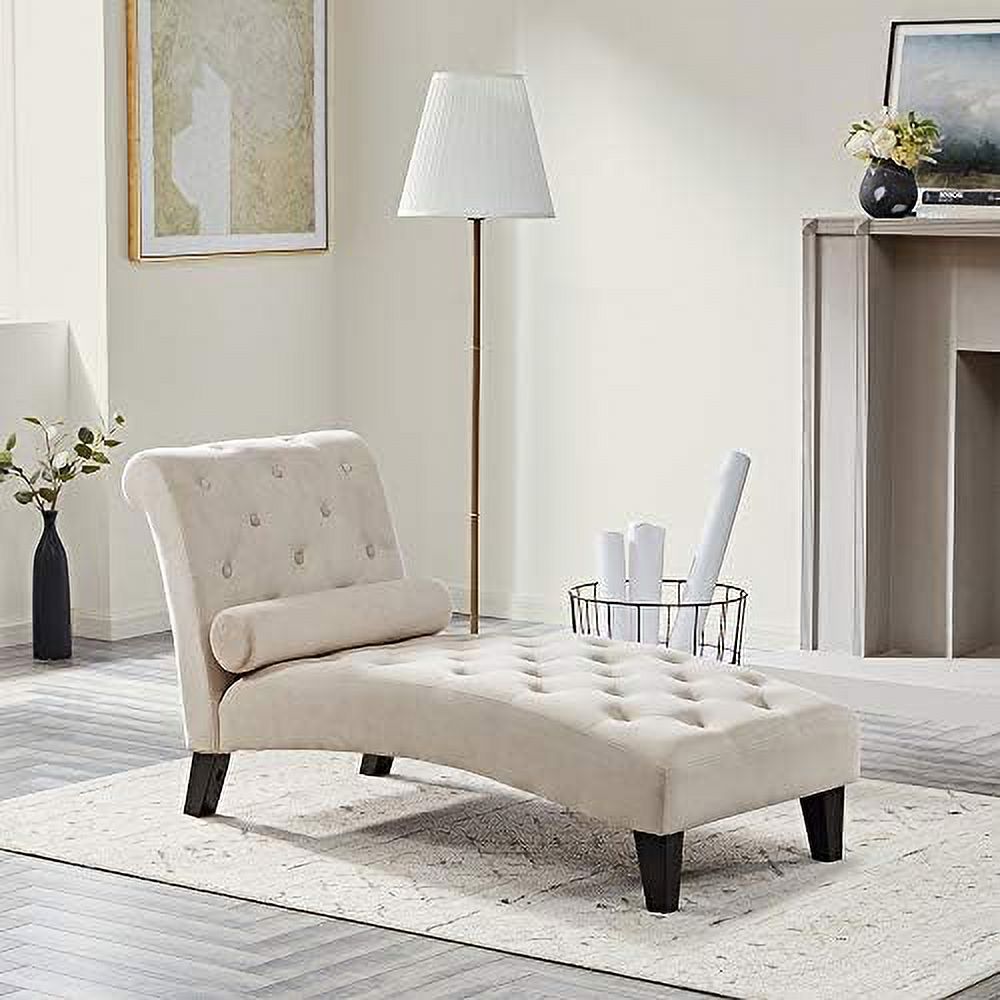 Gray Button Tufted Chaise Lounge Sofa with Hardwood Legs F8693