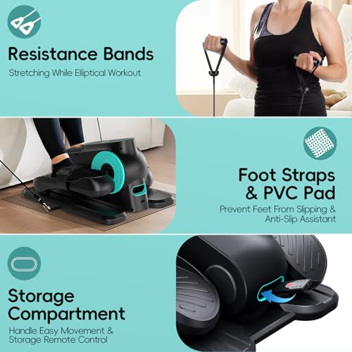 Under Desk Elliptical Machine, Quiet Portable Electric Seated Pedal Exerciser with Remote Control & 12 Adjustable Speeds K5853