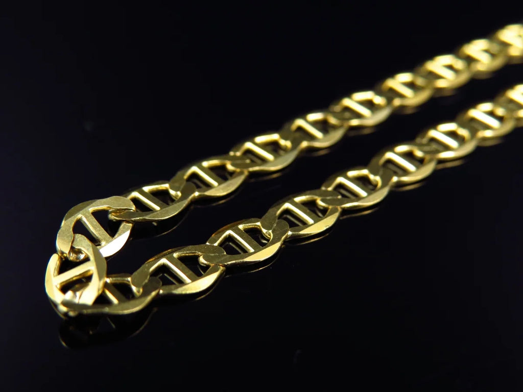 Solid 10K Yellow Gold Flat Mariner Link Chain Z726281