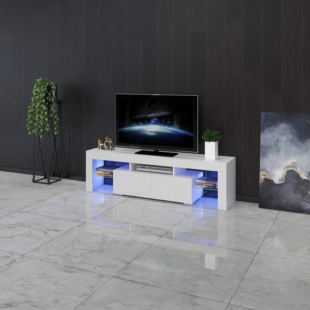 White High Gloss TV Cabinet with Storage and 2 Drawers H974853