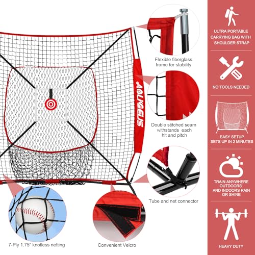 6'X6' Baseball Softball Practice Net with Batting Tee F220