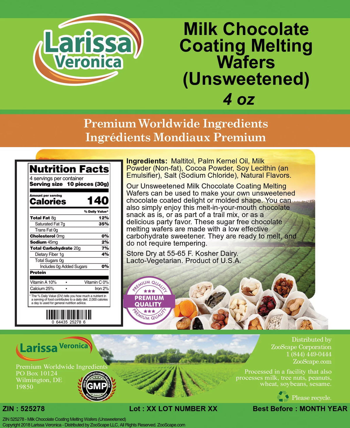 Unsweetened Milk Chocolate Melting Wafers 4 oz 3-Pack Z6971