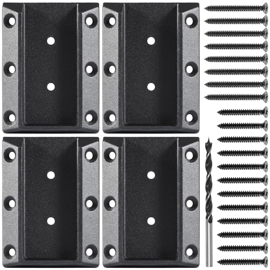 304 Stainless Steel Deck Railing Bracket, 2 Pairs, Black H25895