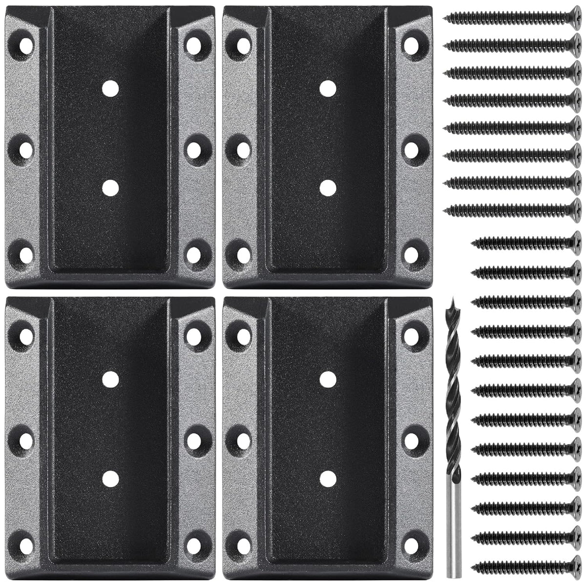 304 Stainless Steel Deck Railing Bracket, 2 Pairs, Black H25895