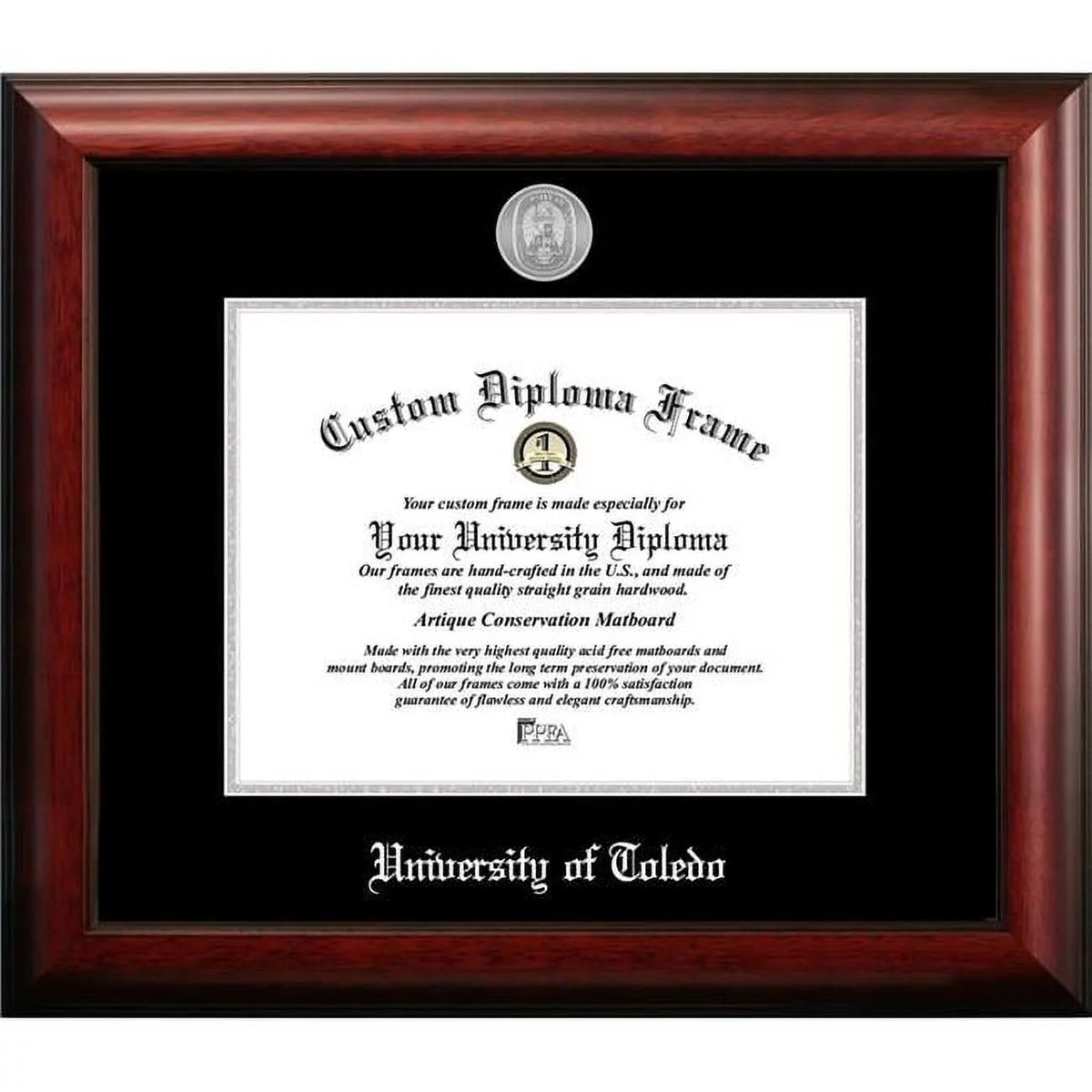 University of Toledo Silver Embossed Diploma Frame K789