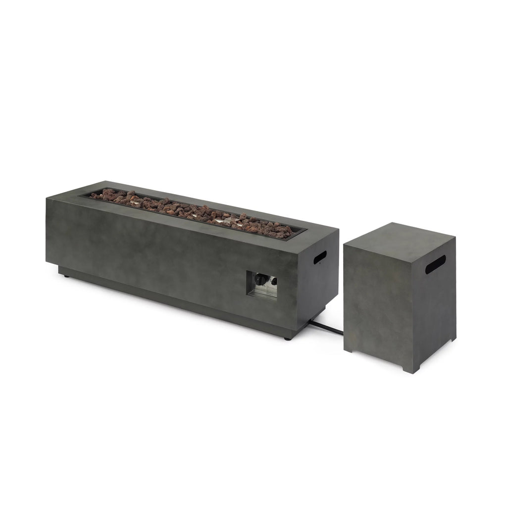 Rectangular Concrete Fire Pit with Tank Holder X4331