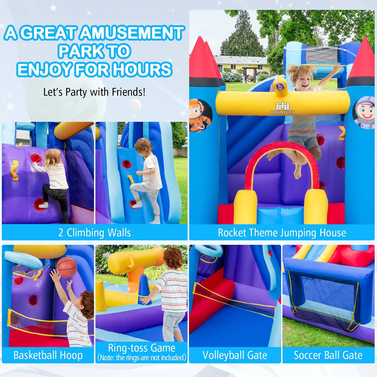 Inflatable Water Slide Park with 2 Slides Splash Pool D9841
