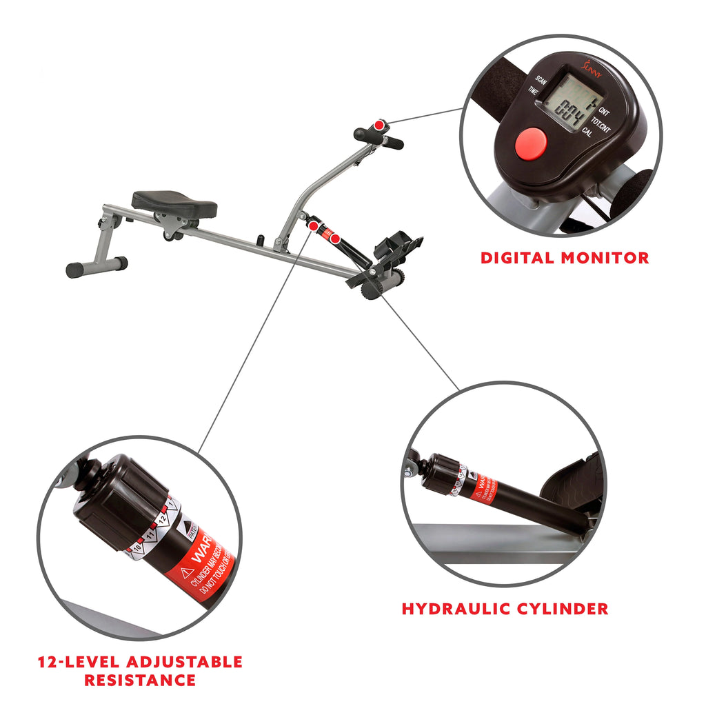 Rowing Machine Rower with Digital Monitor and Adjustable Resistance D379327