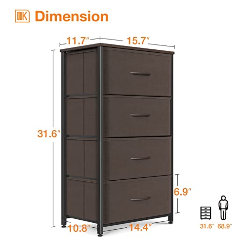4 Drawer Dark Grey Dresser with Steel Frame and Wood Top A603674