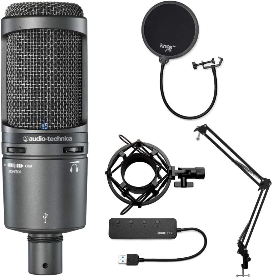 USB Microphone with Boom Arm, Shock Mount and Pop Filter (5 Items) O557