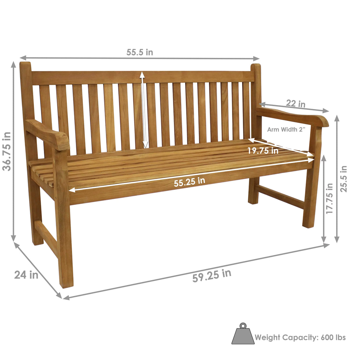 Teak Wood Patio Garden Bench J468625