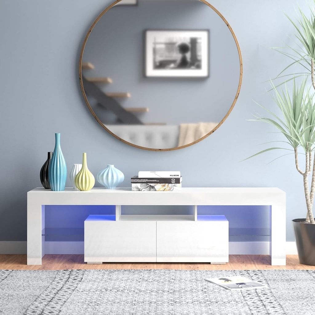 White High Gloss TV Cabinet with Storage and 2 Drawers H974853