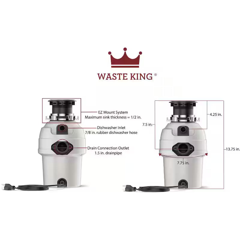 3/4 HP Continuous Feed Sound-Insulated Garbage Disposal E606753