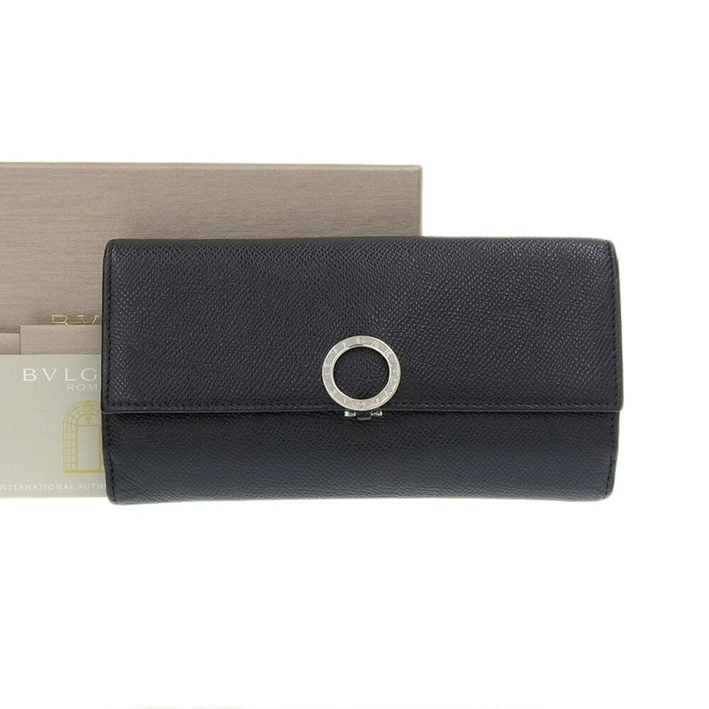 Pre-Owned Black Leather Long Wallet K50022