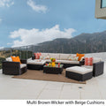 Outdoor Wicker 9-Piece Sectional Sofa with Cushions and Ottomans X99758