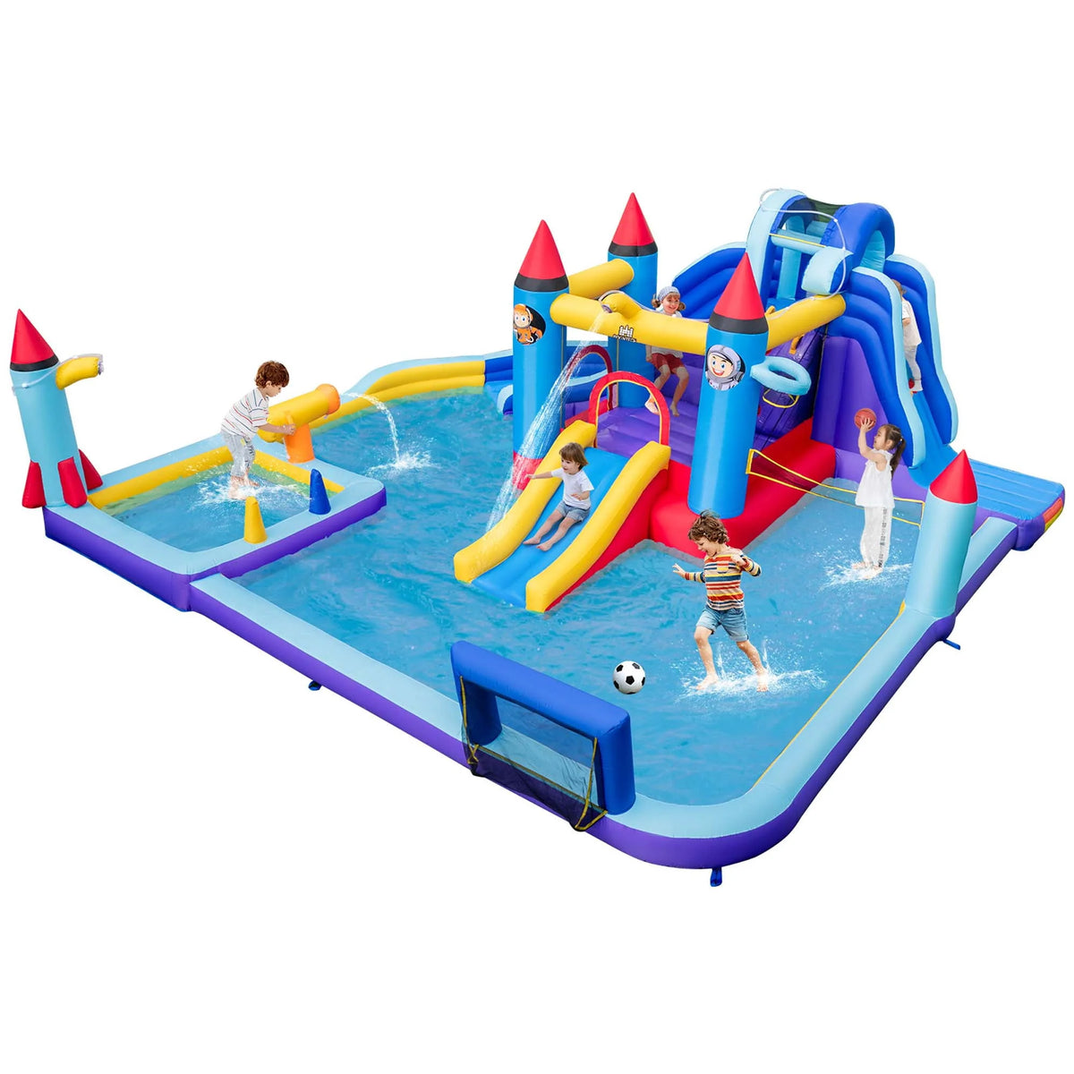Inflatable Water Slide Park with 2 Slides Splash Pool D9841