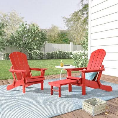 Red Folding Adirondack Chair with Ottoman F111552