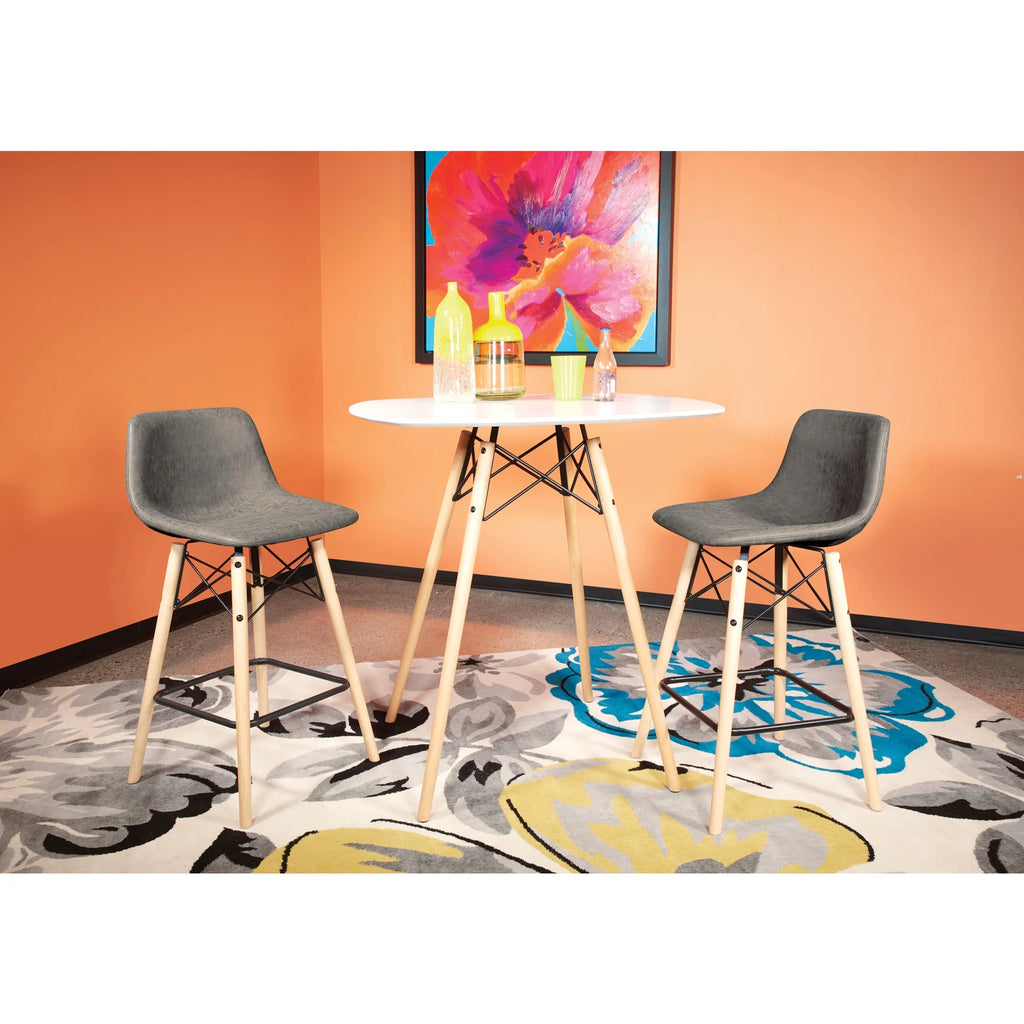 White Counter Table with Natural Wood Legs D6611