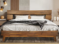 14 Inch Wood Platform Bed with Headboard Queen Size Caramel H226342