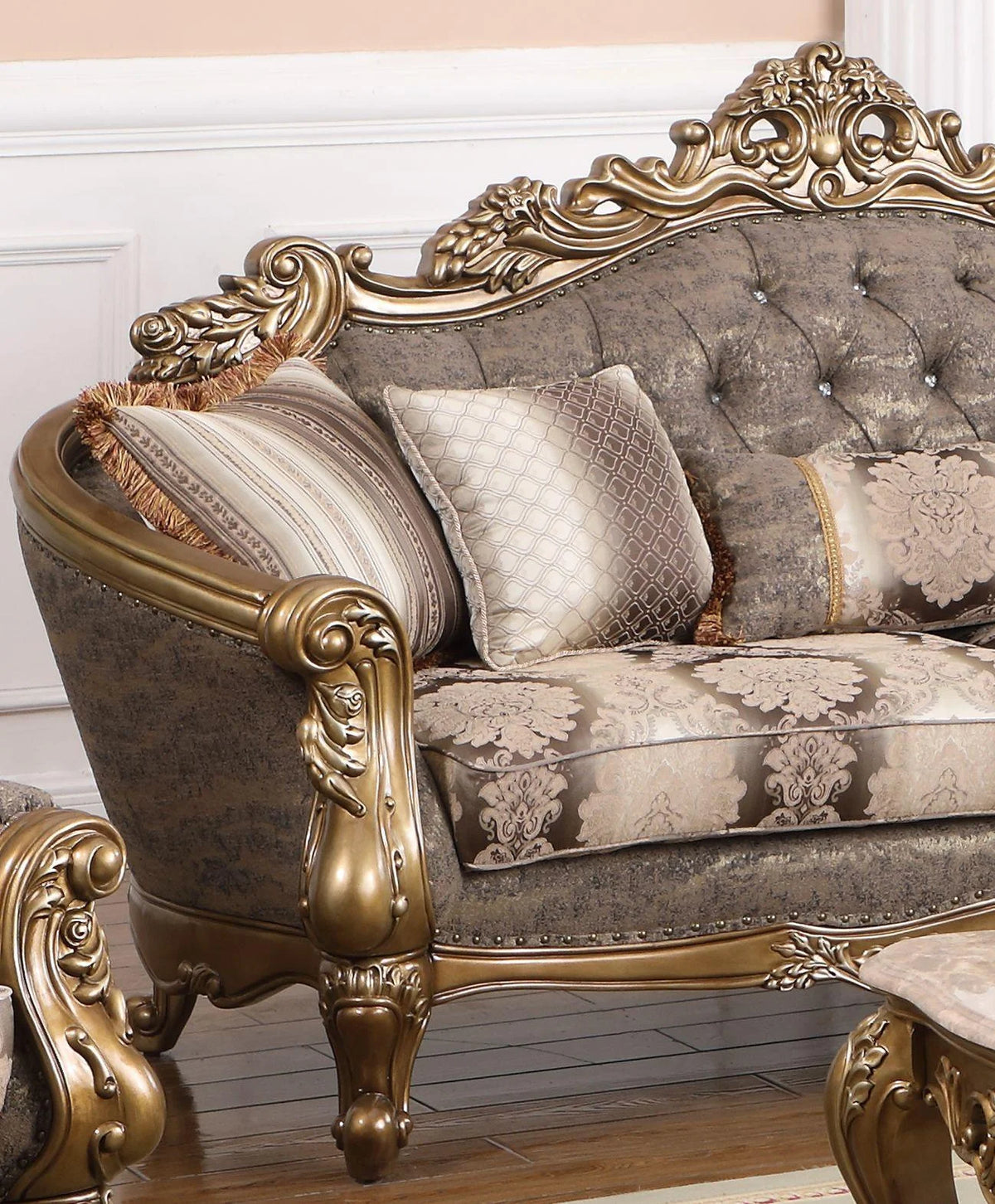 Bronze Shimmery Fabric Sofa Set 2Pcs L8536