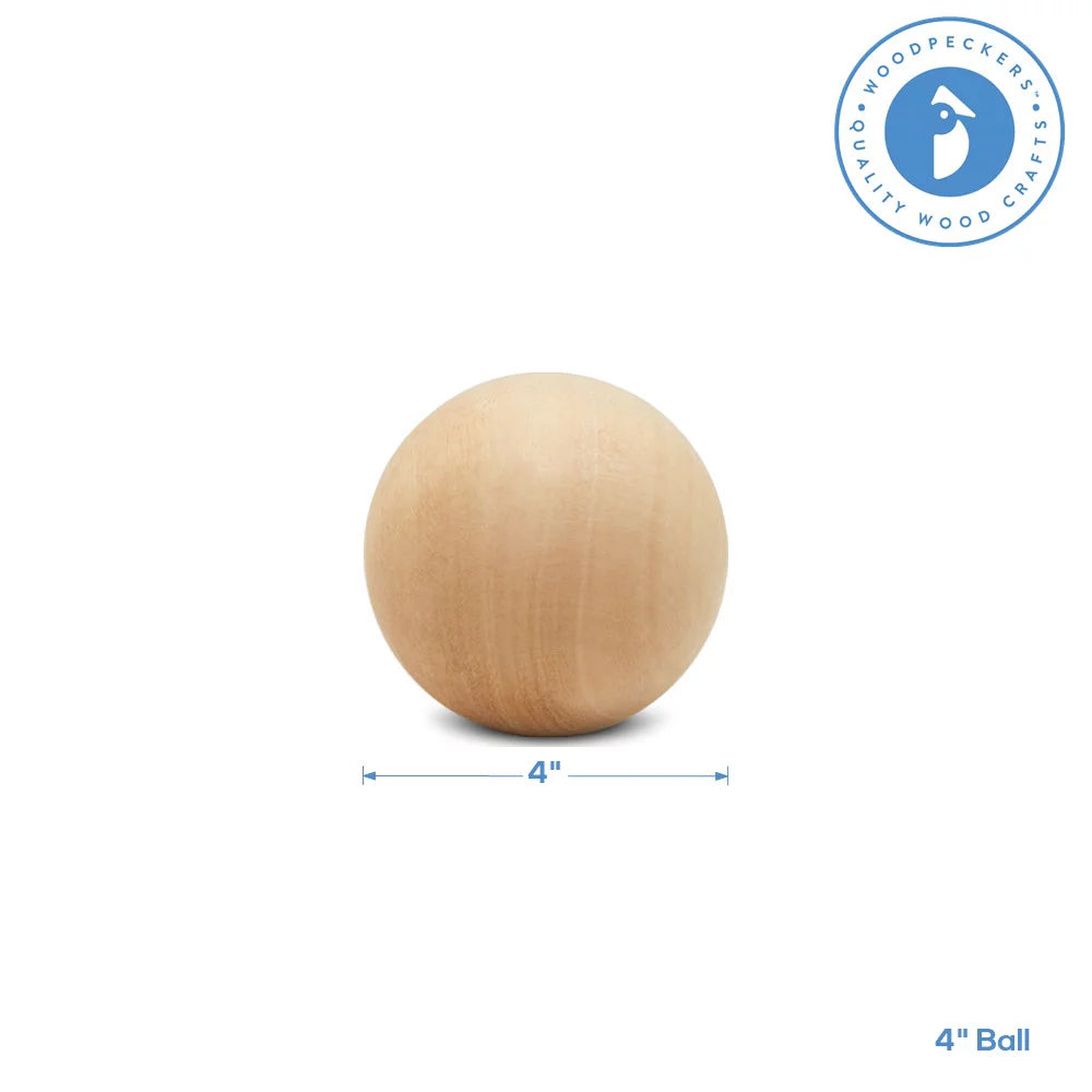 4 inch Unfinished Birch Wooden Balls, Bag of 25 M788891