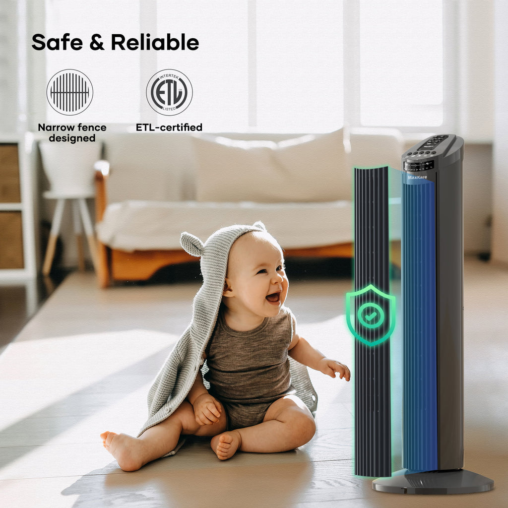 30 Tower Fan 120° Oscillating 60dB Quiet with Remote Control 3 Speeds 3 Wind Modes Timer Dark Gray N43348
