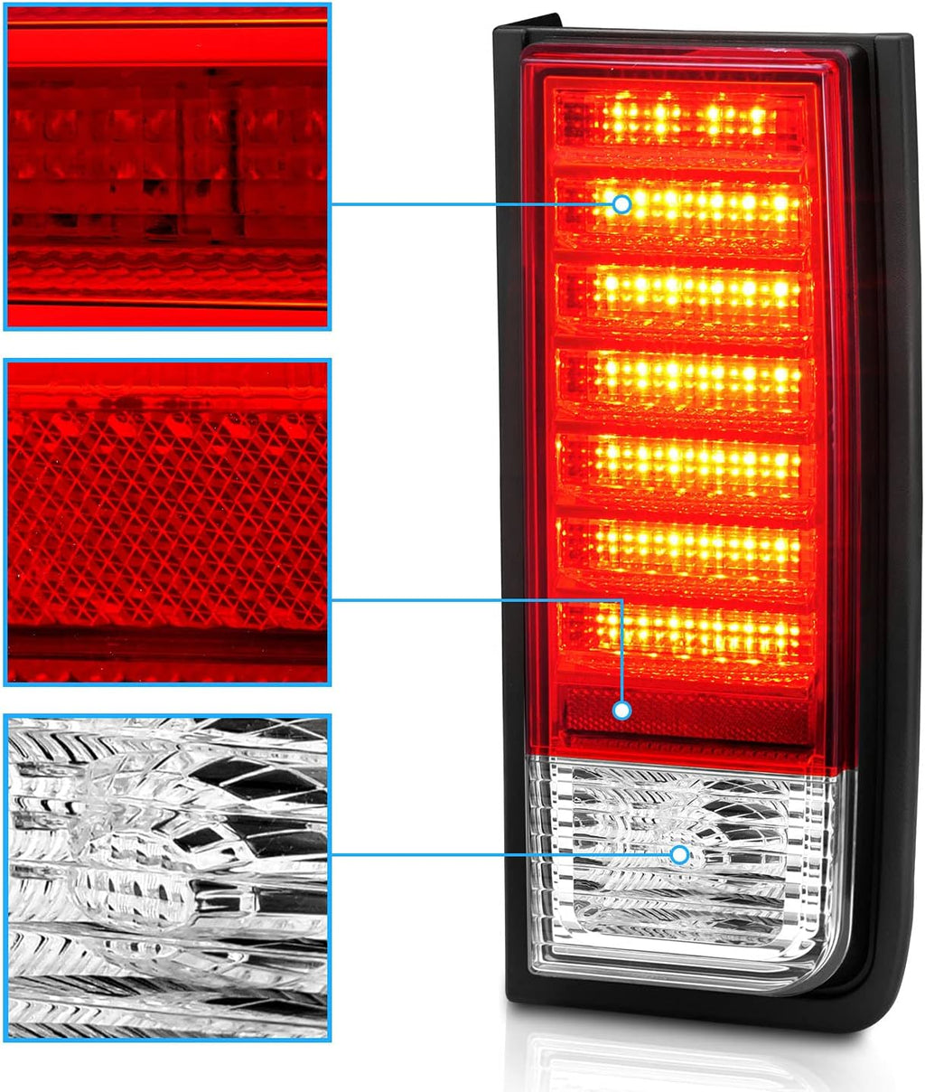 Red/Clear LED Brake Turn Signal Tail Lights Set for Hummer H2 F62176