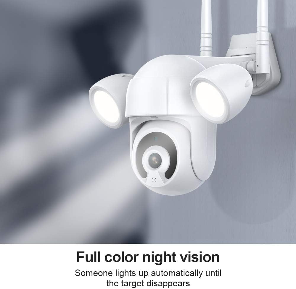 2K WiFi PTZ Security Camera with Floodlight, IP65 Waterproof, Auto Night Vision, Motion-Activated Lights, Auto-Tracking, Two-Way Audio C579