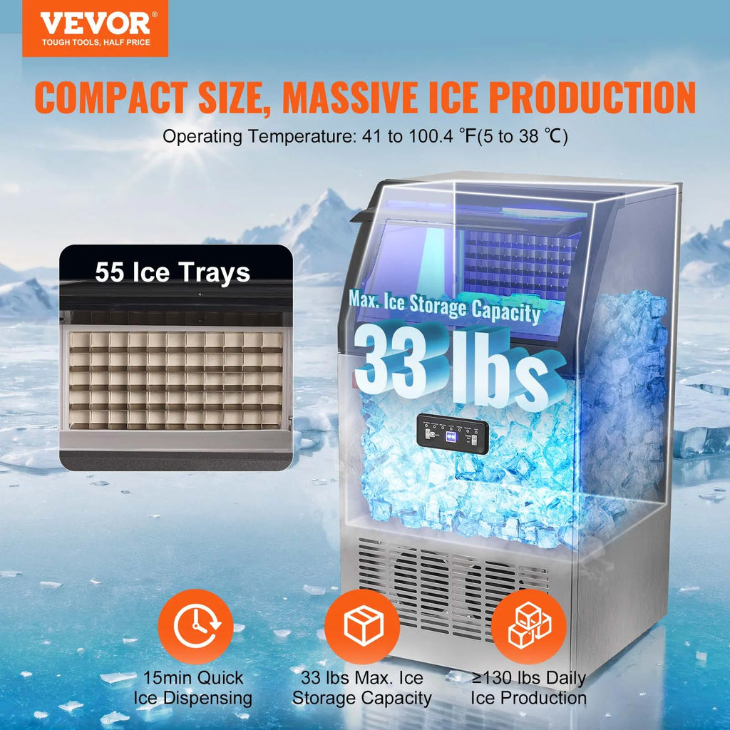 Commercial Ice Maker 120LBS/24H 29LBS Storage U6143