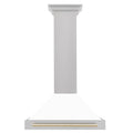 30 In Stainless Steel Range Hood with White Matte Shell and Gold Handle O588033