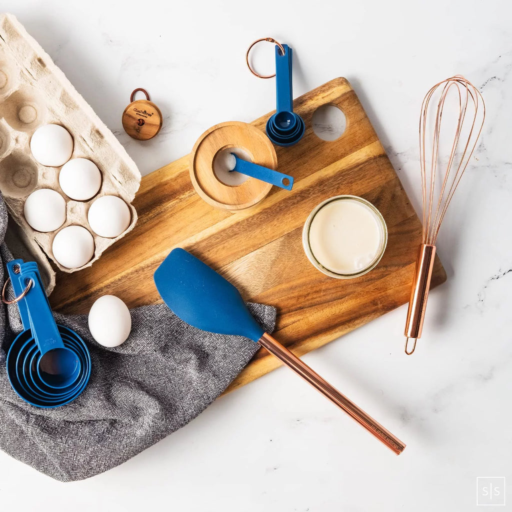 17 Pc Copper and Blue Silicone Kitchen Utensils Set V82519
