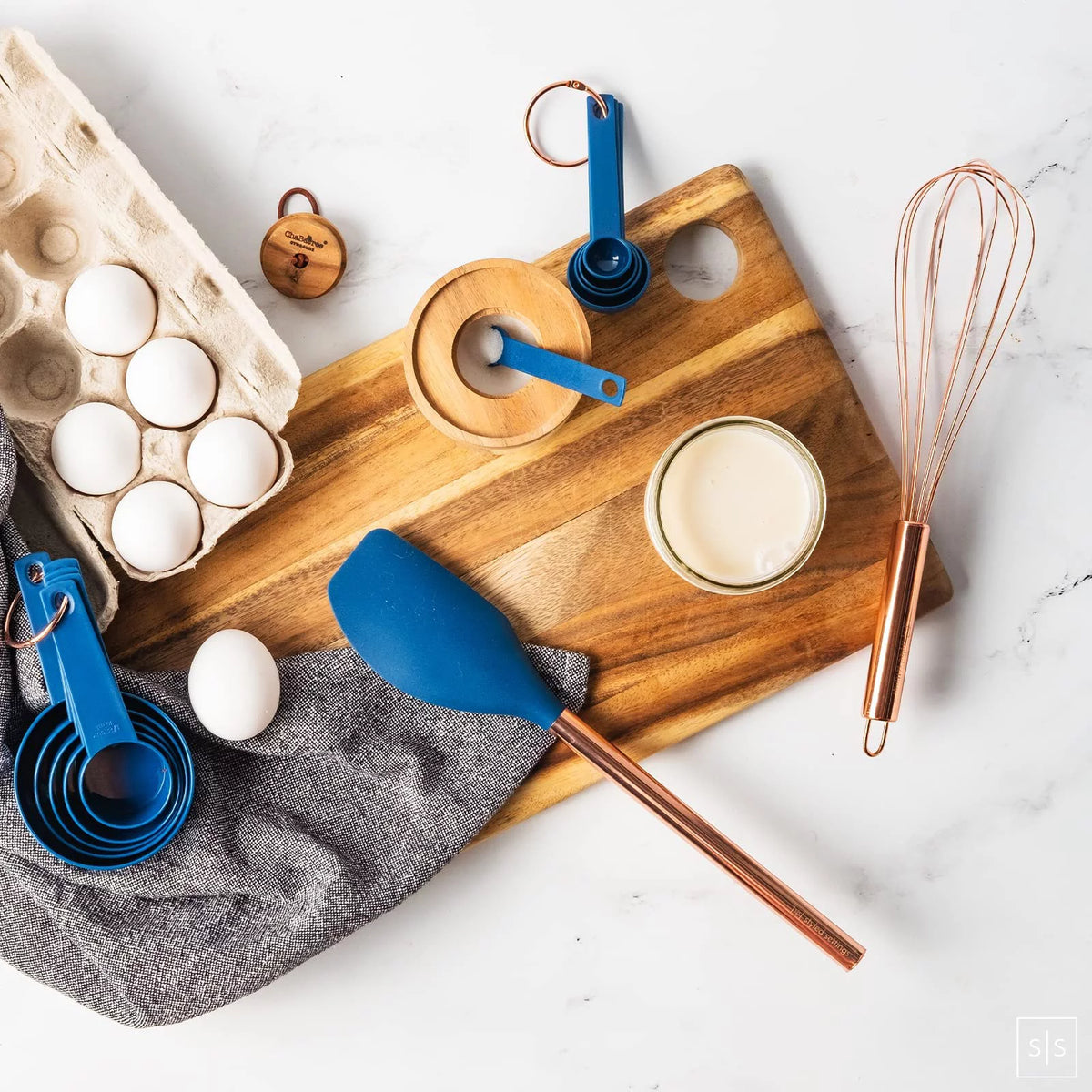 17 Pc Copper and Blue Silicone Kitchen Utensils Set V82519