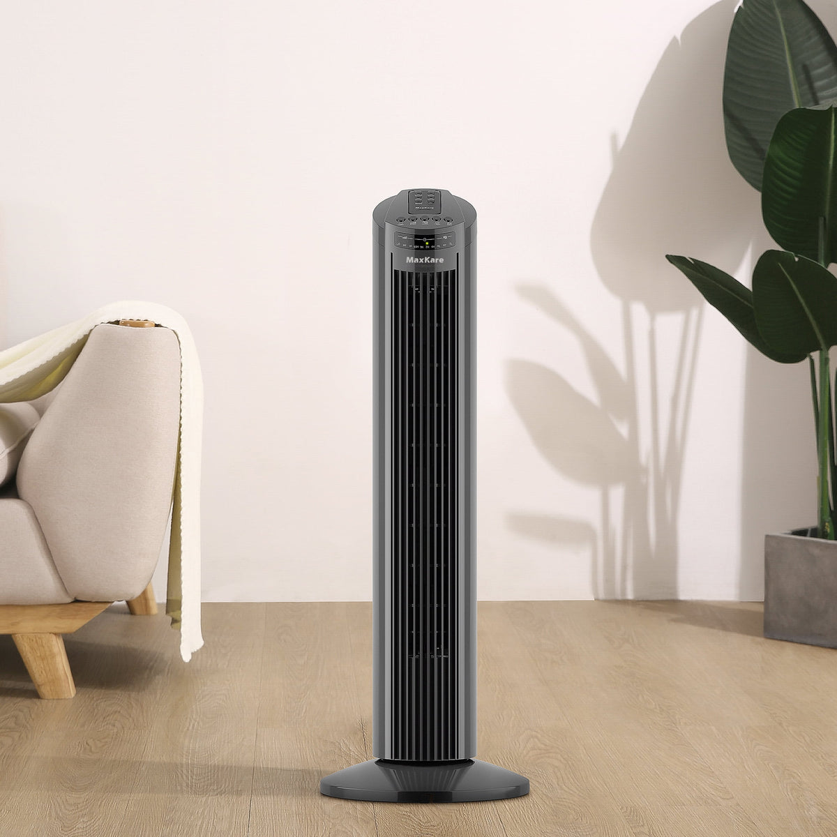 30 Tower Fan 120° Oscillating 60dB Quiet with Remote Control 3 Speeds 3 Wind Modes Timer Dark Gray N43348