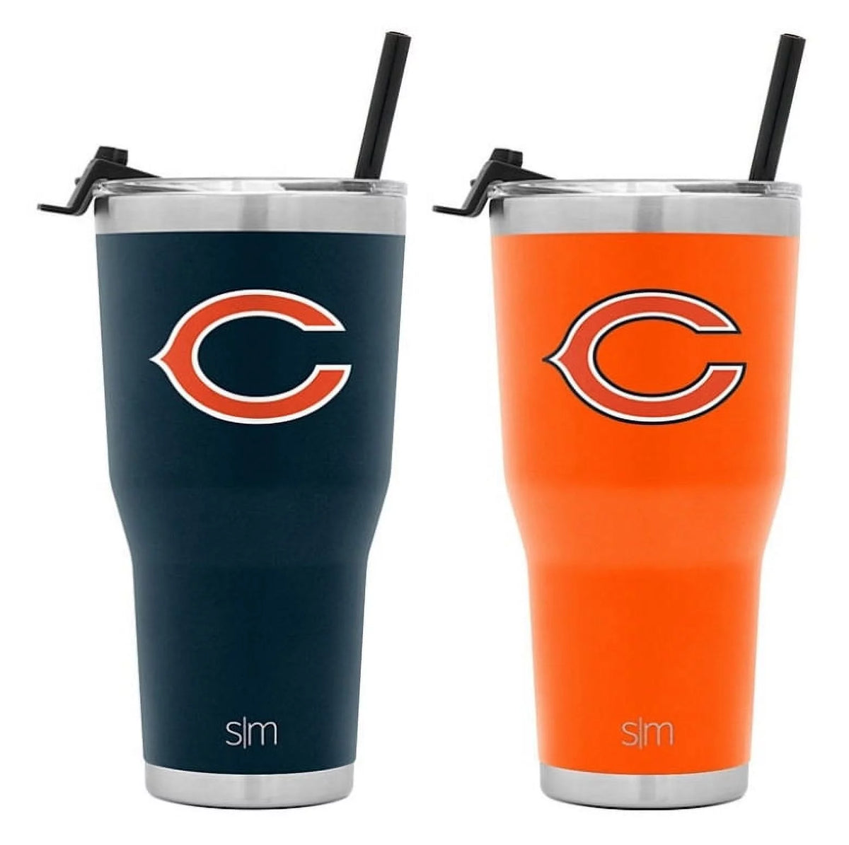 2-Pack Insulated Stainless Steel Tumbler with Flip Lid and Straw 30oz Q9605